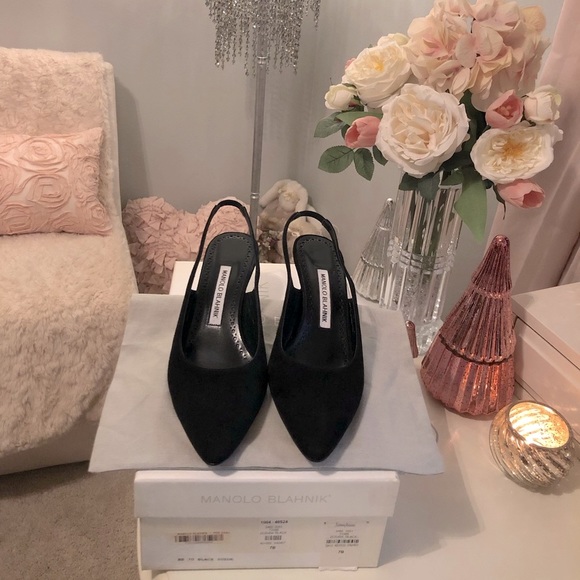 Manolo Blahnik Shoes - ✨PRICE FIRM✨👠Authentic Black Suede Manolo Blahnik Slingbacks EU 37 US 6.5B